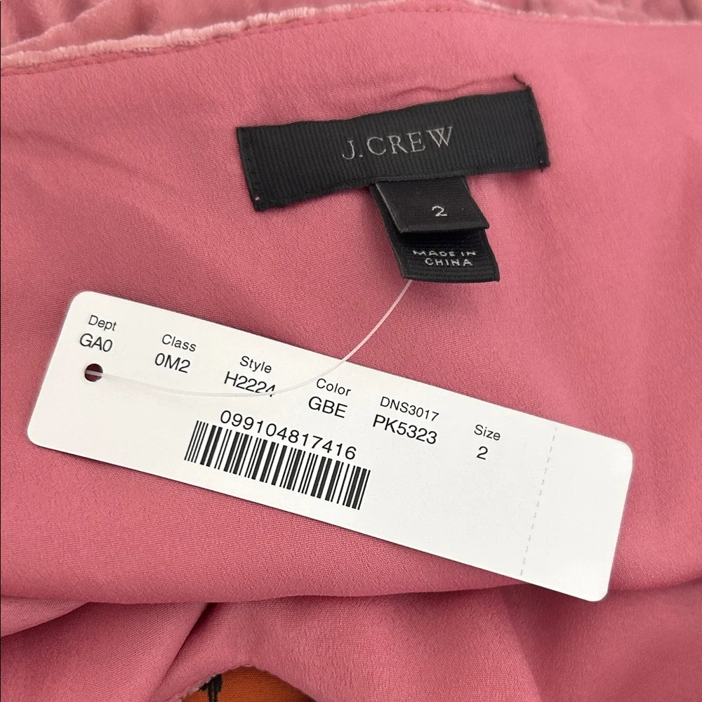 J.Crew Pink Velvet‎ Spaghetti Strap Top Size 2 NWT